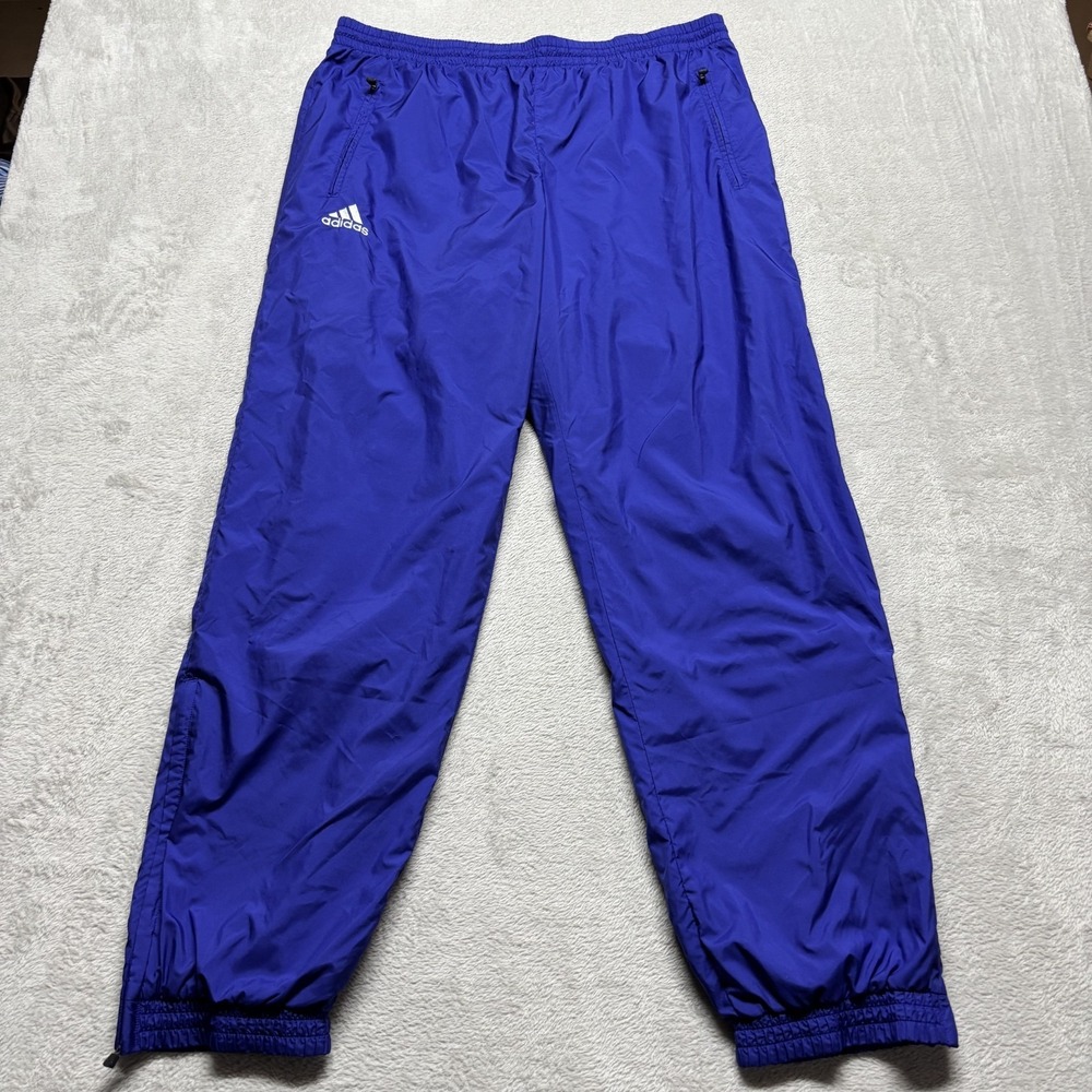 Vintage Adidas 90's‎ Y2K Windbreaker Pants Purple Men's L Mesh Lined Ankle Zip